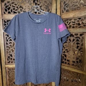 Under Armour Gray T-Shirt with Pink Logo